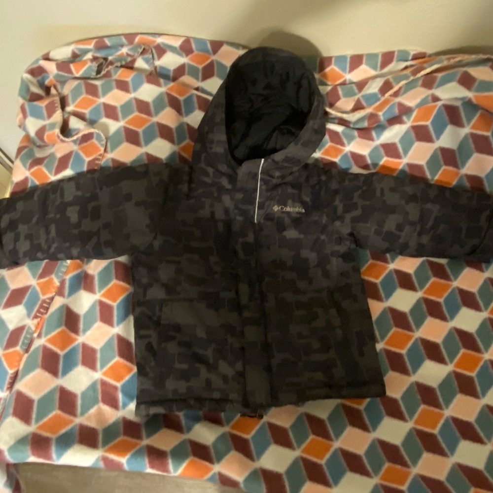Black camo Columbia winter jacket.
